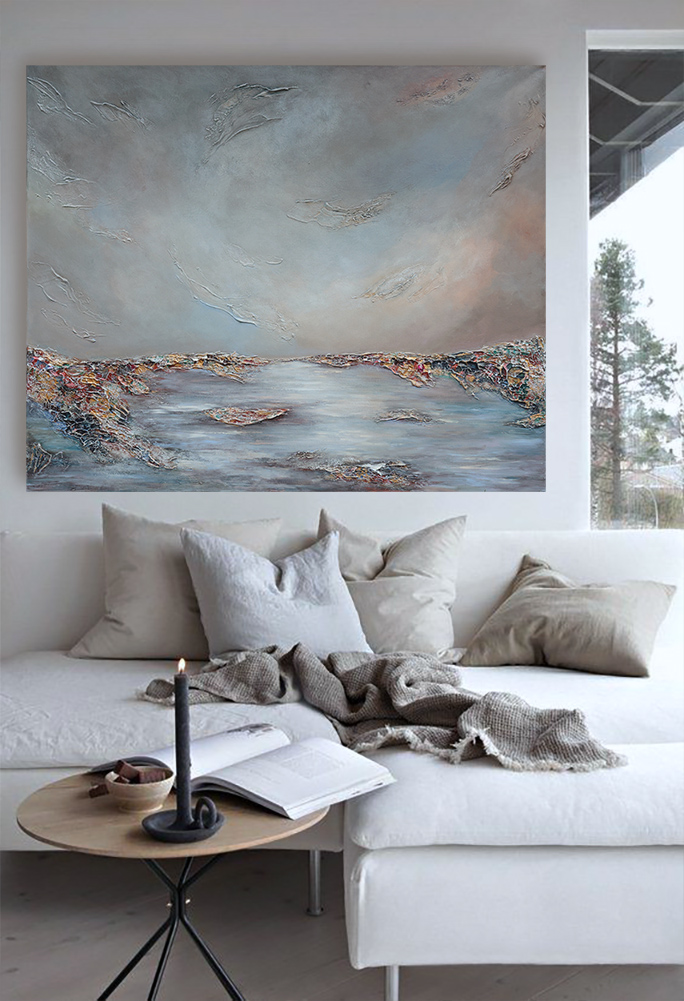 abstrakt tavla med målning av natur vatten textur